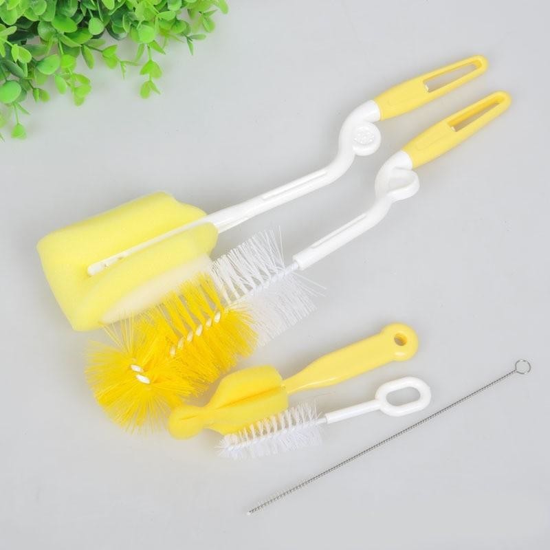 Bộ cọ bình sữa  𝑭𝒓𝒆𝒆𝒔𝒉𝒊𝒑  Bộ cọ rửa bình sữa và núm ty 4 chi tiết MOONSHIP VÀNG