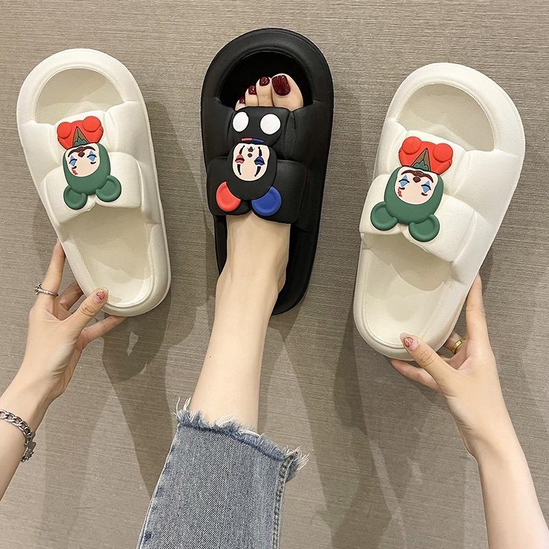 Dép Nữ Quai Ngang, Dép Bánh Mì Gắn Sticker Siêu Nhẹ DP28