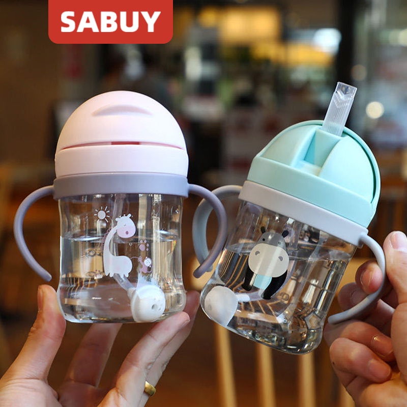 Bình nước SABUY có ống hút chống nghẹt thở họa tiết hoạt hình dễ thương dành cho trẻ em 250ml