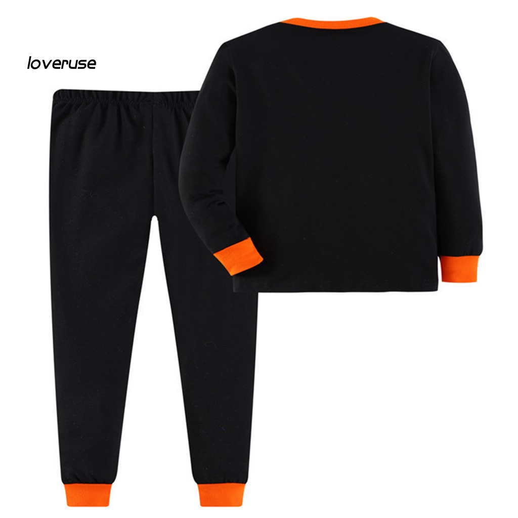 1 Bộ Đồ Ngủ Tay Dài In Hình Halloween Kèm Quần Cho Bé