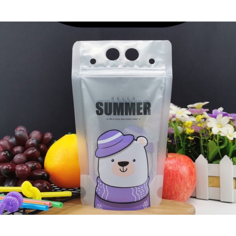 50 túi zip đựng trà sữa, trà chanh, nước ép dung tích 500ml