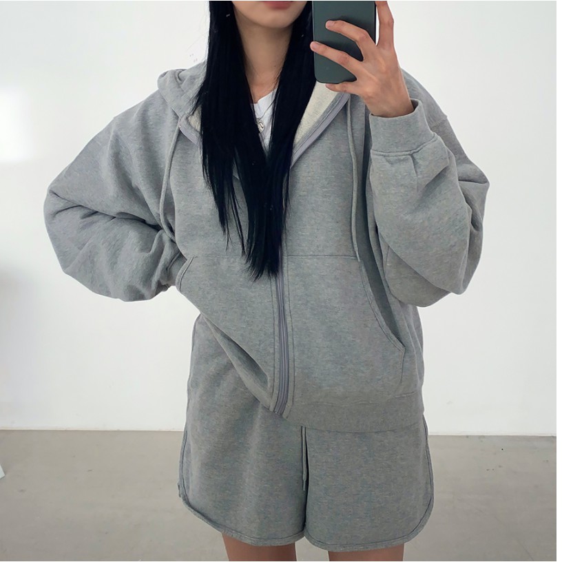 Áo Khoác Basic Zip-Up Cotton Hoodie Stylenanda