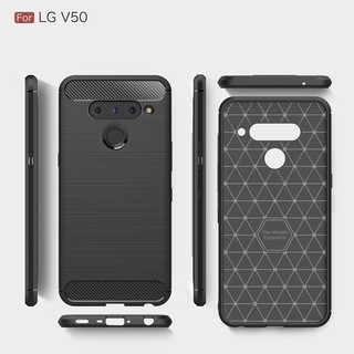 Casing LG V50 ThinQ carbon fiber brushed pattern phone case soft shell