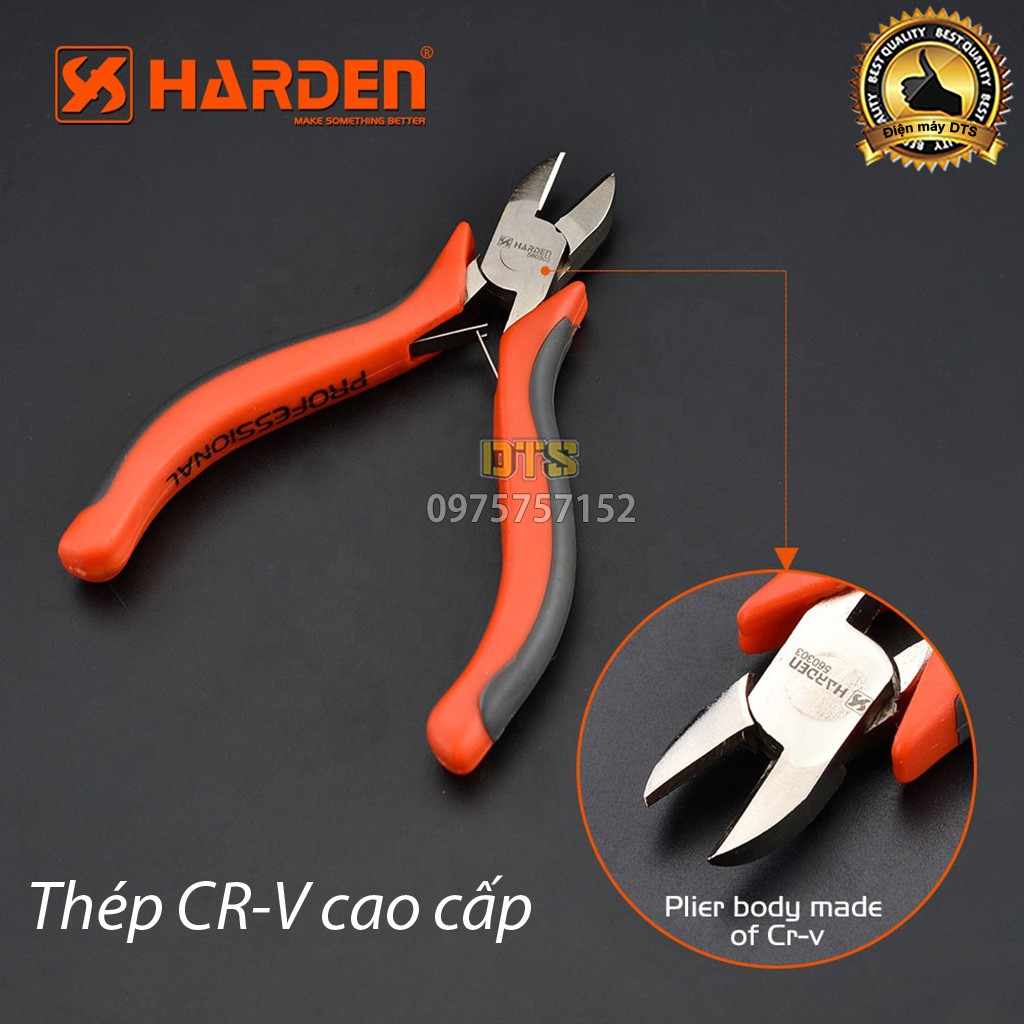 Kìm cắt mini trợ lực HARDEN 4.5 inch/ 115mm, thép cao cấp CR-V, thiết kế công thái học, lò xo kép - Tiêu chuẩn châu Âu