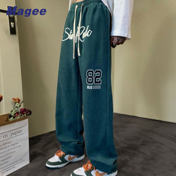 Quần Thể Thao Ống Rộng In Chữ Phong Cách Hip Hop Đường Phố Mỹ Thời Trang Xuân Thu Cho Nam