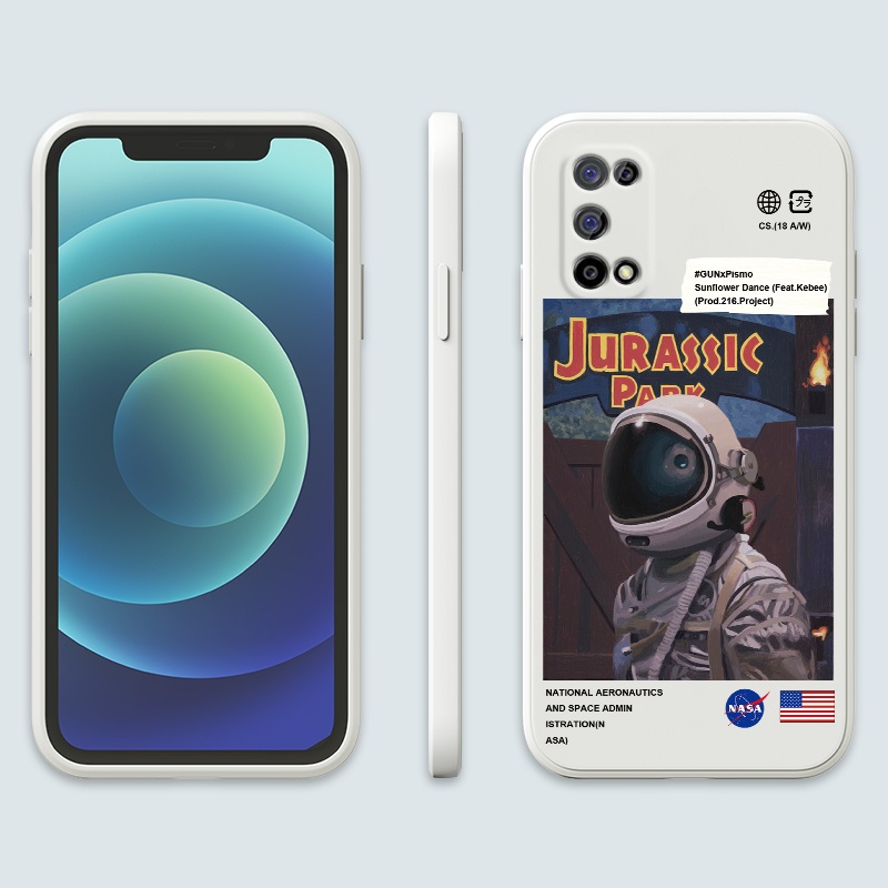 Ốp Điện Thoại Silicone Chống Rơi Hình Phi Hành Gia Cho Realme OPPO 7 7i C7 3 5 6 Pro 5G OPPO Phone Casing Silicon Fashion Camera Lens Protector Full Cover simple Liquid silicone Cases