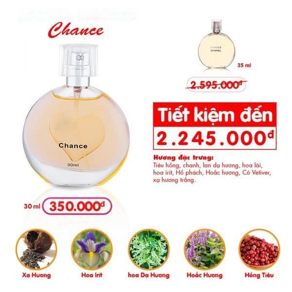Mẫu Mới, Sale Tết - Nước hoa nữ Chance 𝐂𝐡 𝐚 𝐫 𝐦𝐞 -  TƯƠI MÁT VÀ GỢI CẢM