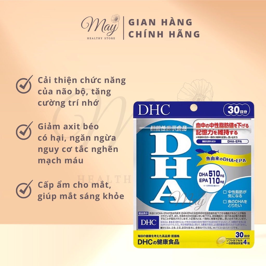 Viên Uống DHA DHC 30 ngày Bổ Não, Mắt Và Tim Mạch (Gói 120 Viên)
