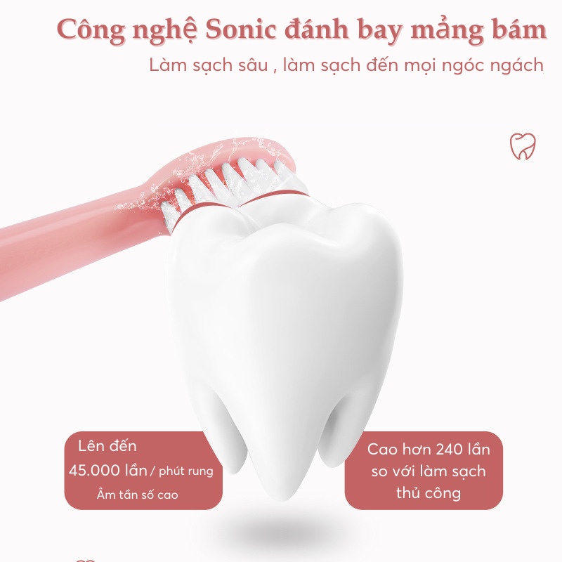 Bàn chải đánh răng điện 3 trong 1 LIG 6 chế độ phù hợp với mọi loại răng lợi làm sạch trắng sâu với công nghệ sóng âm.