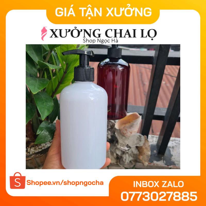 Chai Chiết Mĩ Phẩm ❤ GIÁ TỐT NHẤT ❤ Chai nhựa pet vòi nhấn sữa tắm Nâu,Trắng Lùn 500ml chiết mỹ phẩm , phụ kiện du lịch