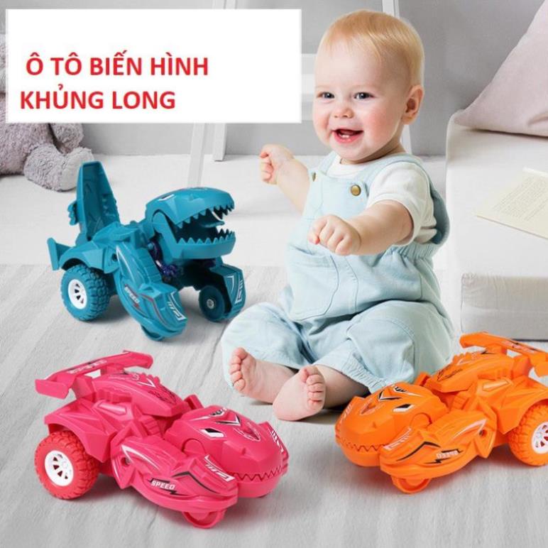 Ô Tô Biến Hình Khủng Long -Nhựa ABS Chắc Chắn Kích Thước 8 cm*5.5 cm*12 cm Xe Khủng Long Bật Nhảy Xe Khủng Long