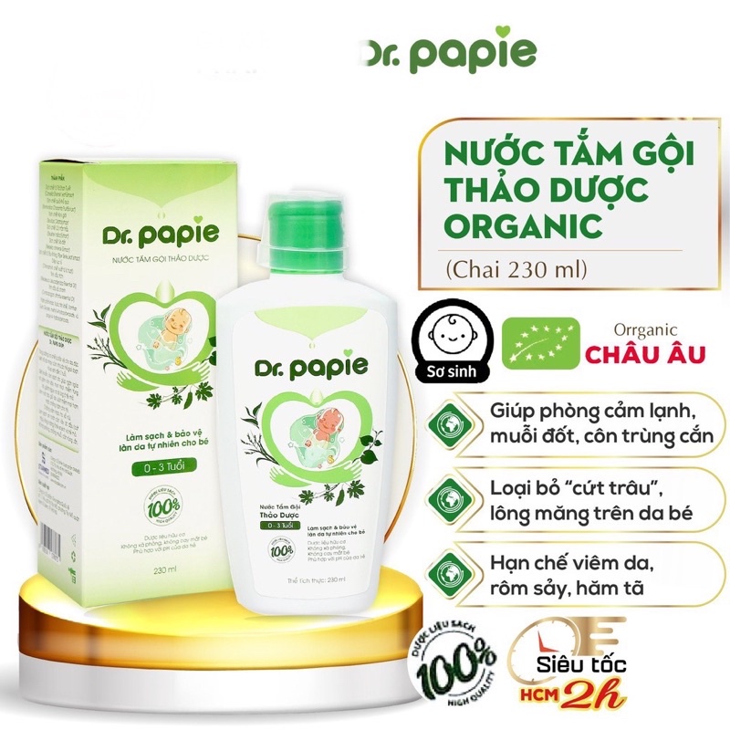 Nước Tắm gội Thảo Dược DR.PAPIE Cho Bé 230ml