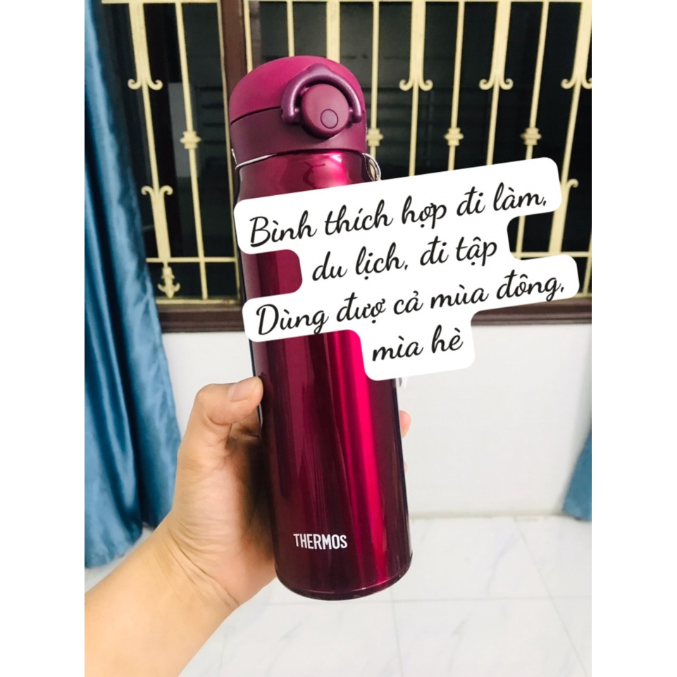 Bình giữ nhiệt thermos JNR-600, dung tích 600ml, chất liệu thép không gỉ, màu đỏ mận
