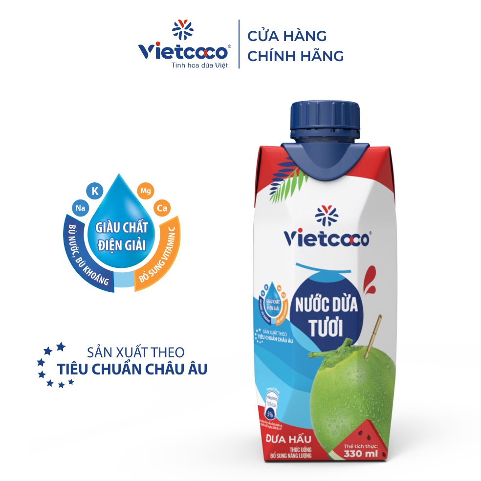 Combo thanh nhiệt VIETCOCO (nước dừa tươi, nước dừa dưa hấu, snack dừa truyền thống + tỏi ớt)