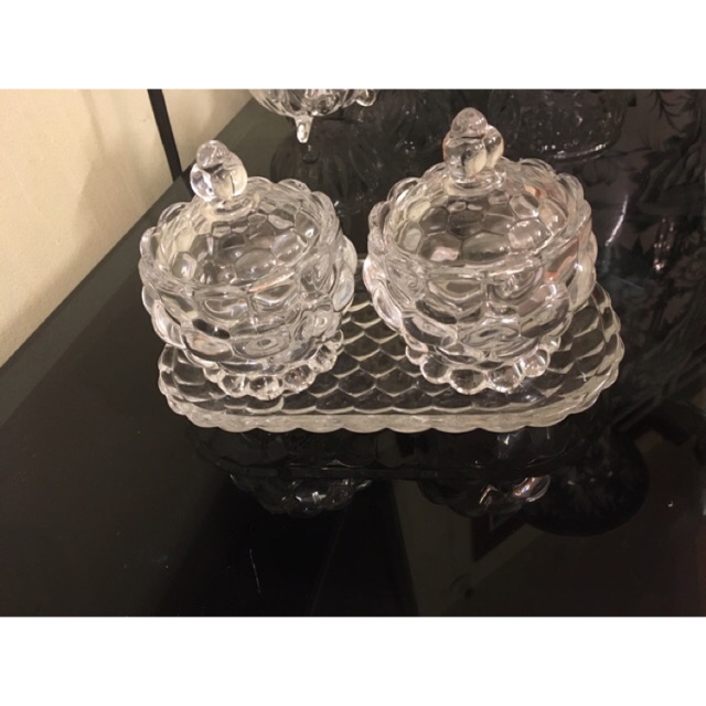 Bộ 2 thố đựng mứt thuỷ tinh