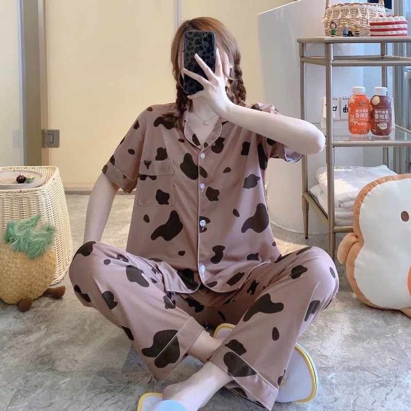 Bộ ngủ pijama nữ ngắn tay quần dài nhiều màu | BigBuy360 - bigbuy360.vn