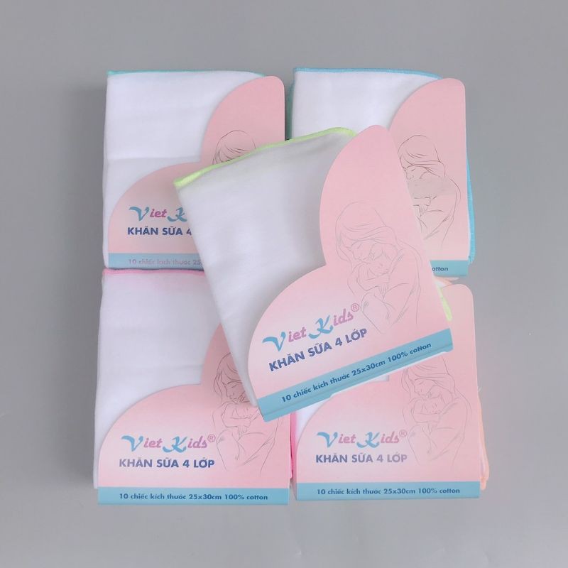 Set 10 Khăn sữa vải xô 4 lớp 25x30cm cho bé trai bé gái