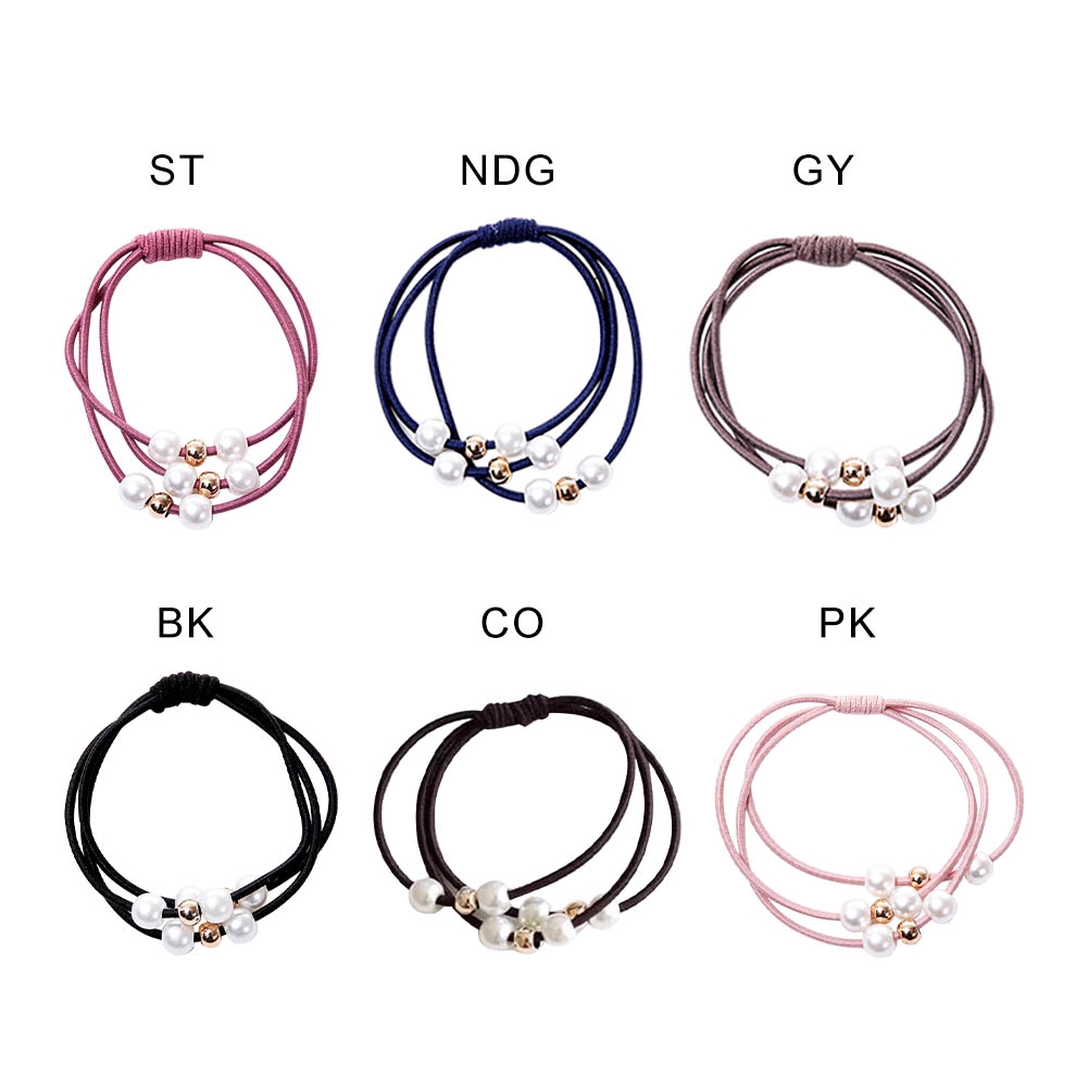 Dây Buộc Tóc Đính Ngọc Trai Xinh Xắn Theo Phong Cách Hàn Quốc Dành Cho Nữ
