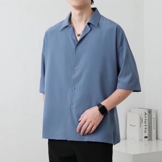 Áo sơ mi ngắn tay nam nữ cổ vest form rộng unisex kiểu dáng hàn quốc trẻ trung năng động
