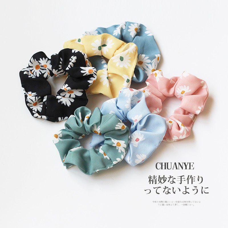 Buộc Tóc SCRUNCHIES Hoa Cúc, Dây Buộc Vải Voan Hàn Quốc Xinh Xắn, Buộc Tóc Vải Nhiều Mẩu