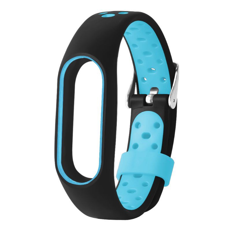 DOU Wrist Strap Bracelet Silicone Smart Wristband Ventilate Waterproof Metal Buckle Sport Replacement Accessories for Xiaomi Mi Band 2