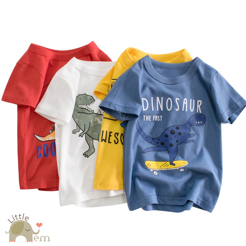 Áo bé trai cotton cộc tay _ Dino color