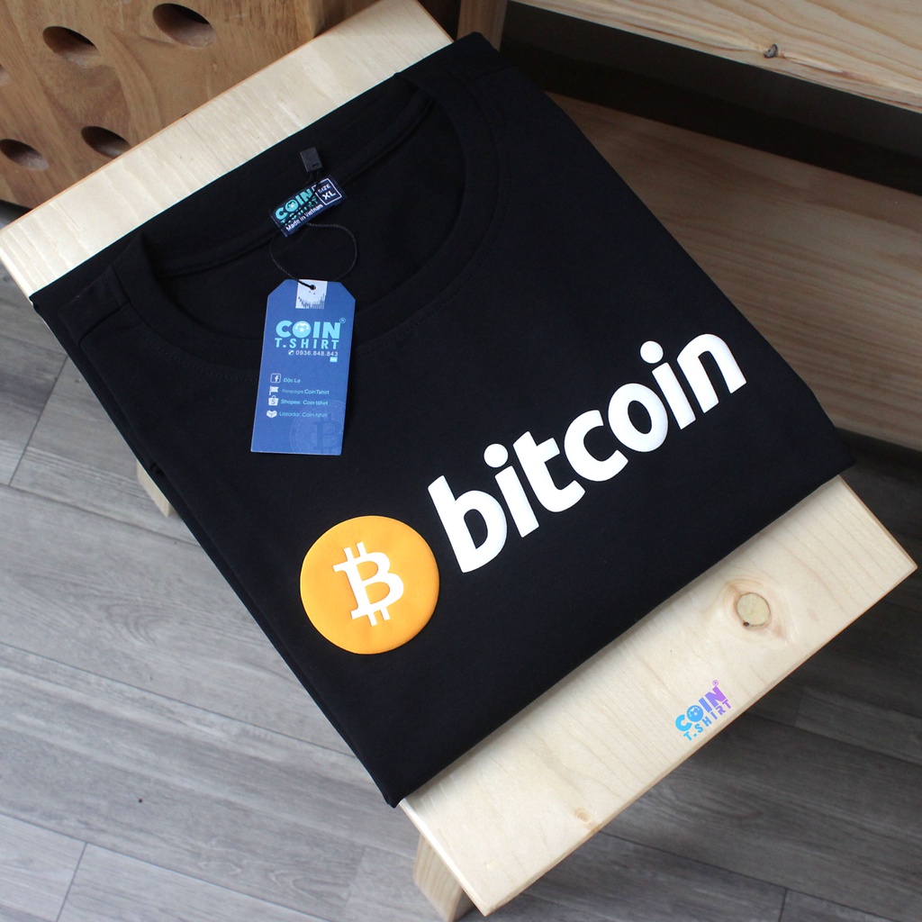 Áo Thun Bitcoin in nổi 3D cao cấp. Binance, CoinTshirt, Crypto