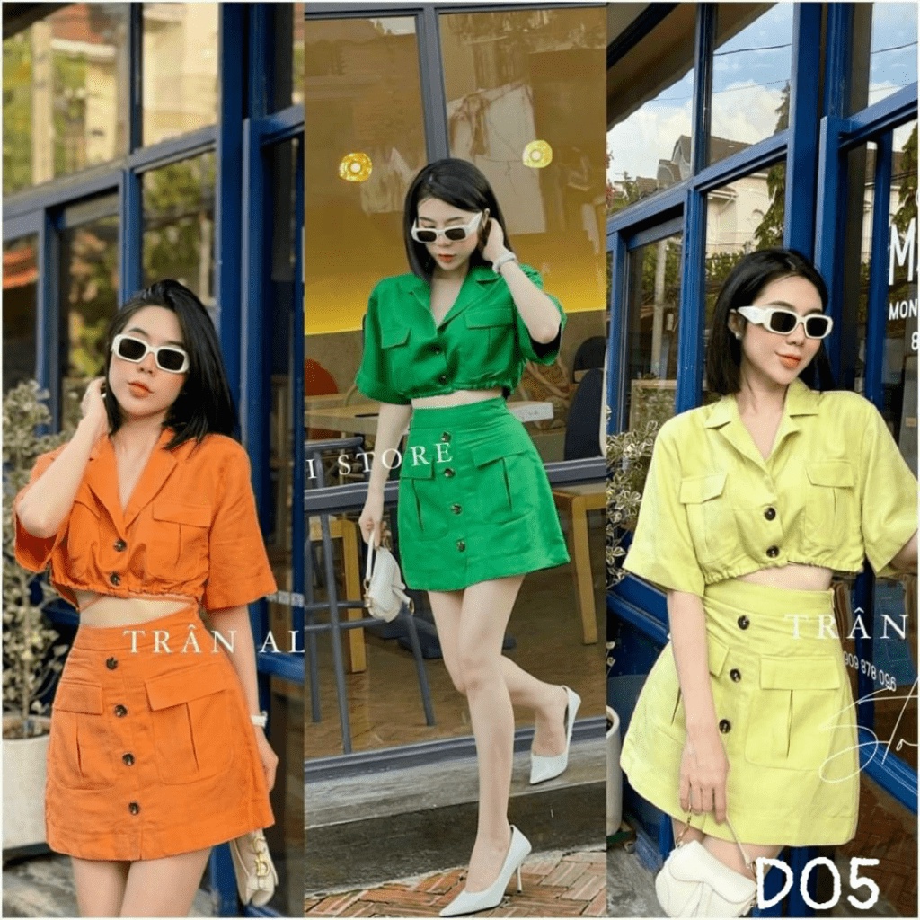 HÀNG HOT SÉT SIU CHÂN VÁY PHỐI NÚT TRẺ TRUNG CÁ TÍNH NĂNG ĐỘNG DD