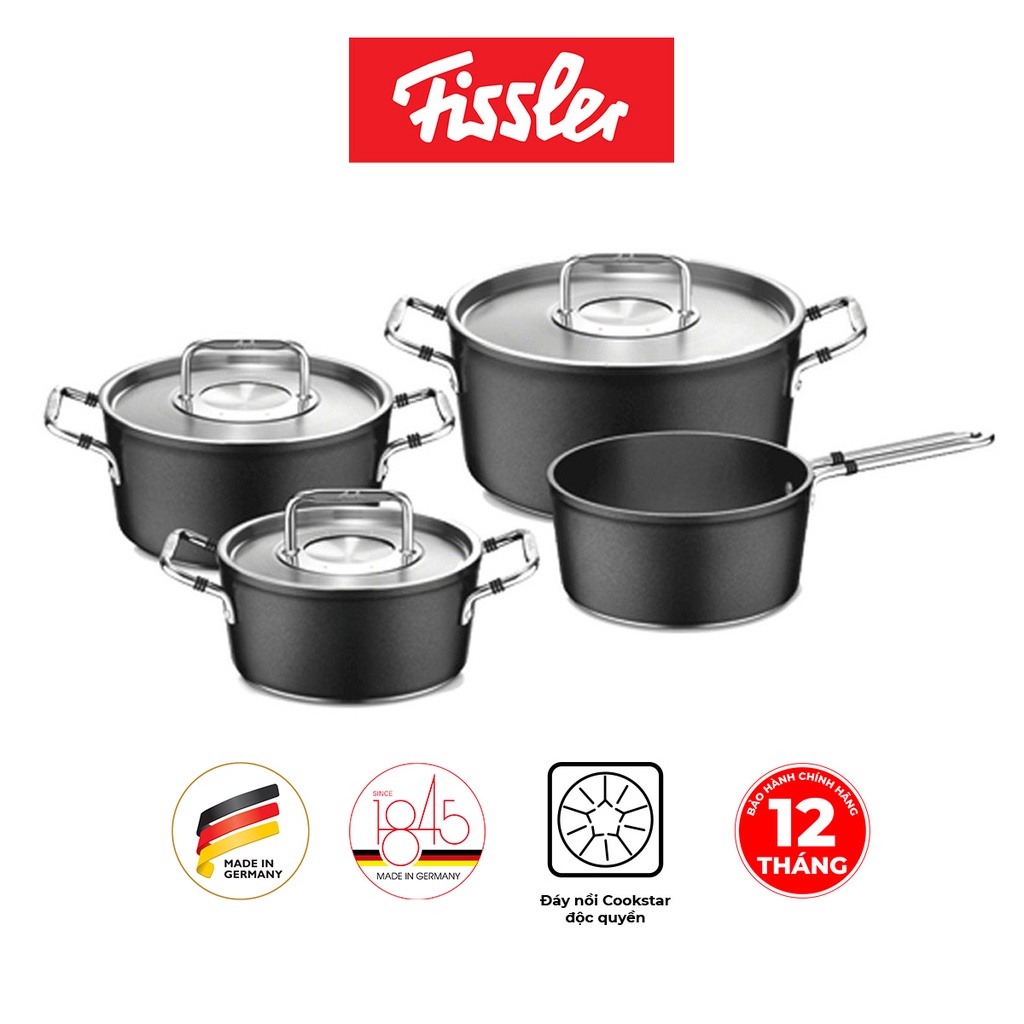 Bộ nồi chống dính Đức cao cấp Fissler Luno 4 nồi hàng chính hãng 100% sản xuất tại Đức, an toàn cho sức khỏe, bền, đẹp.