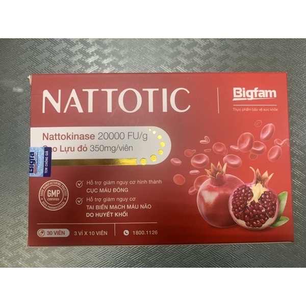 -  Nattotic -Viên uống Hỗ trợ Phòng Chống Đột quỵ - Bigfam -Hộp 3 vỉ x 10 viên