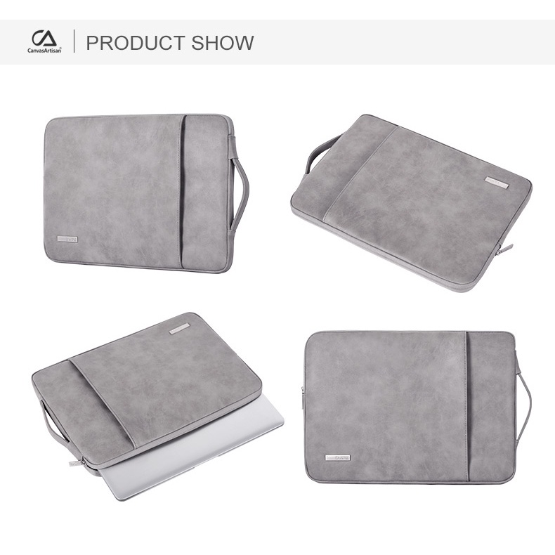 CanvasArtisan Túi đựng laptop da PU màu nhám chống nước có khóa kéo cho Acer Dell Matebook Air Pro 11 12 13 14 15 inch