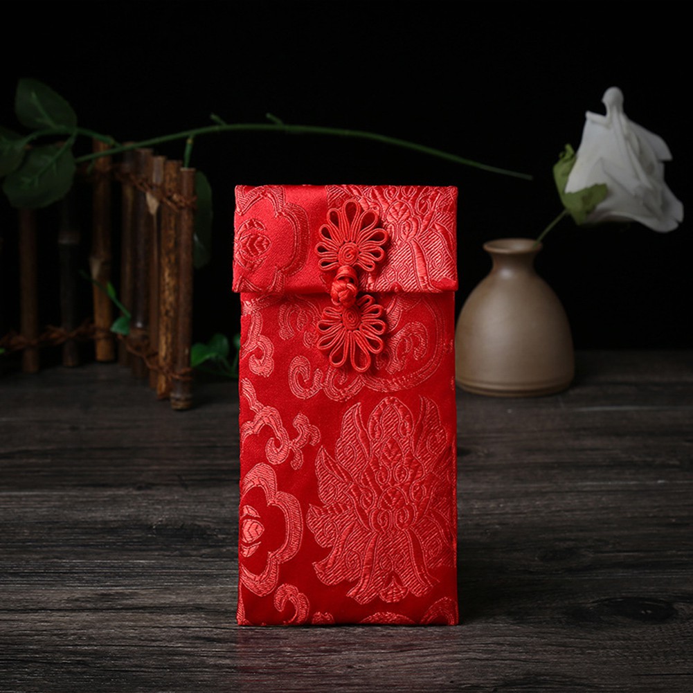 [Kiểu Đứng] Bao Lì Xì Họa Tiết Thổ Cẩm Phong Cách Trung Hoa Nút Cài