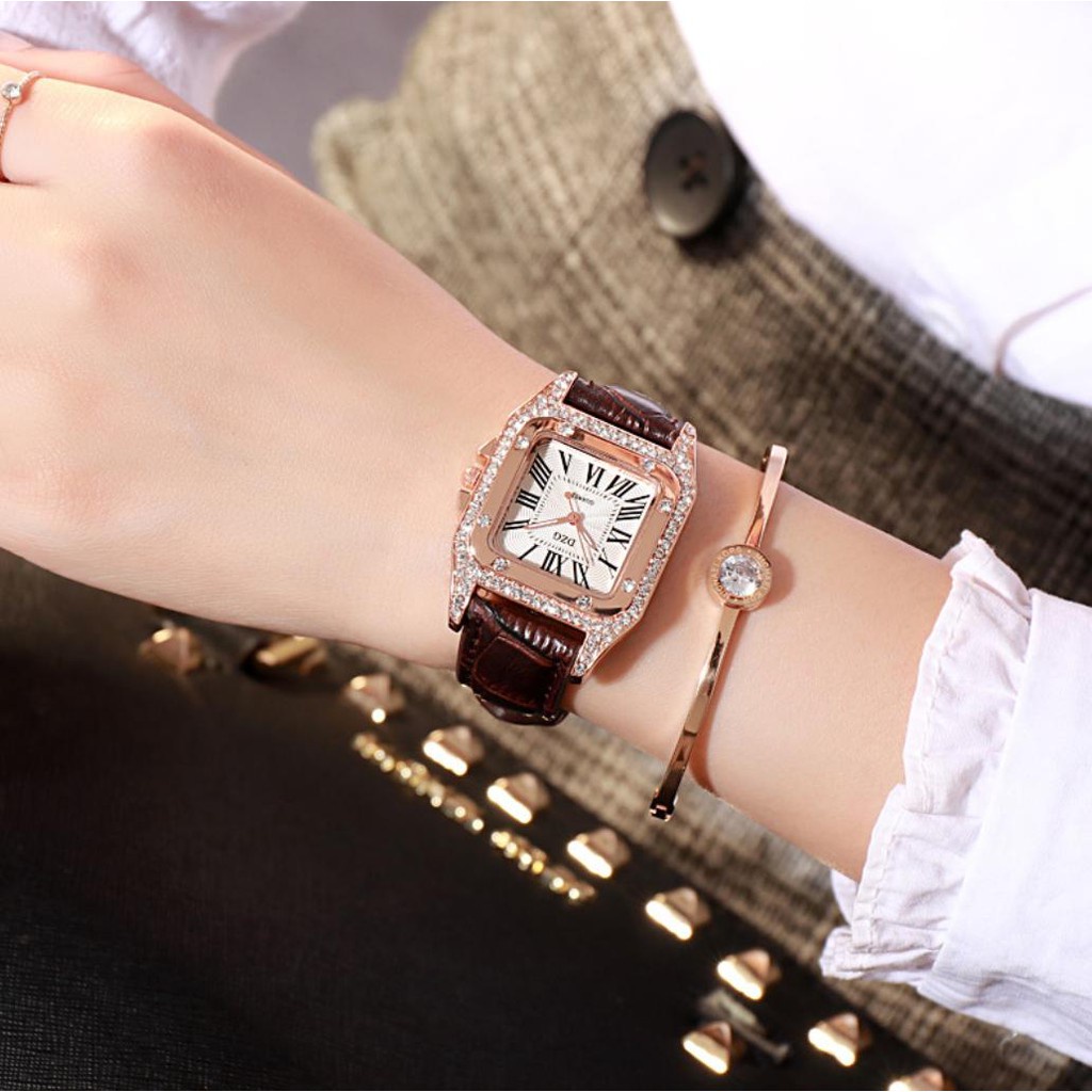 [Mã FAMARAL2 giảm 10K đơn 50K] [CỰC ĐẸP] ĐỒNG HỒ NỮ DÂY DA DZG QUARTZ ĐÍNH XOÀN LA MÃ PHONG CÁCH HÀN QUỐC | BigBuy360 - bigbuy360.vn