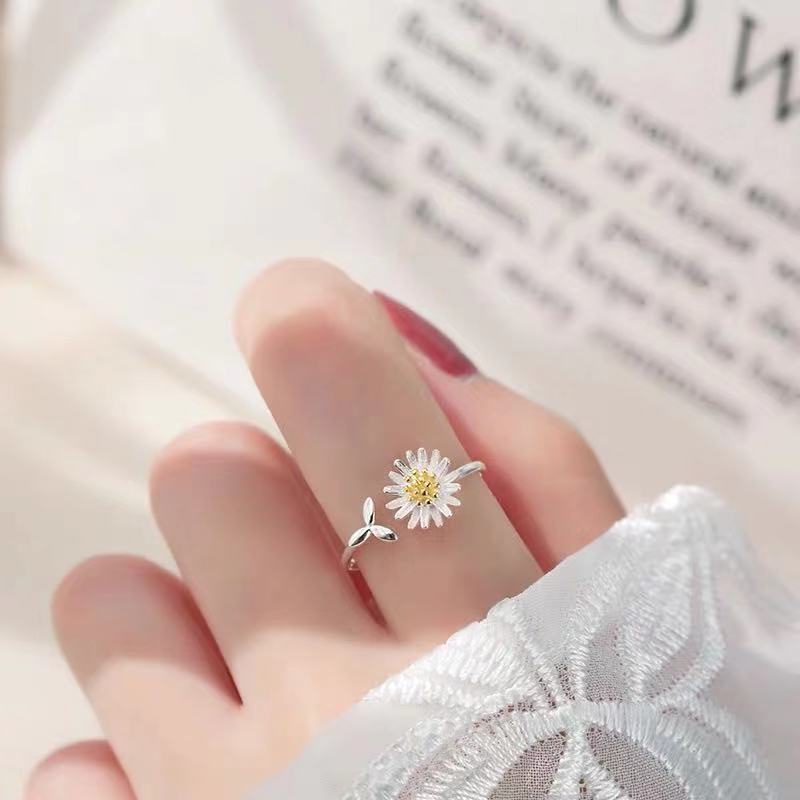 Nhẫn Bạc 925 Hình Hoa Cúc Thời Trang Hàn Quốc Cho Nữ