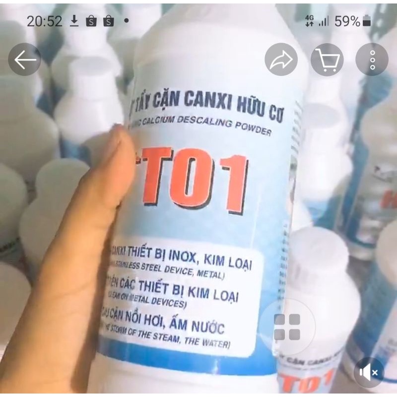 Tẩy cặn canxi trên kim loại HT01 vòi nước