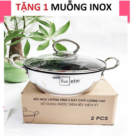 Nồi Kho Thịt Kho Cá 20cm 3 Đáy Nắp Kính - Dùng Được Mọi Loại Bếp - Siêu Chống Dính Hàng Fivestar Cao Cấp - Bảo Hành 30da