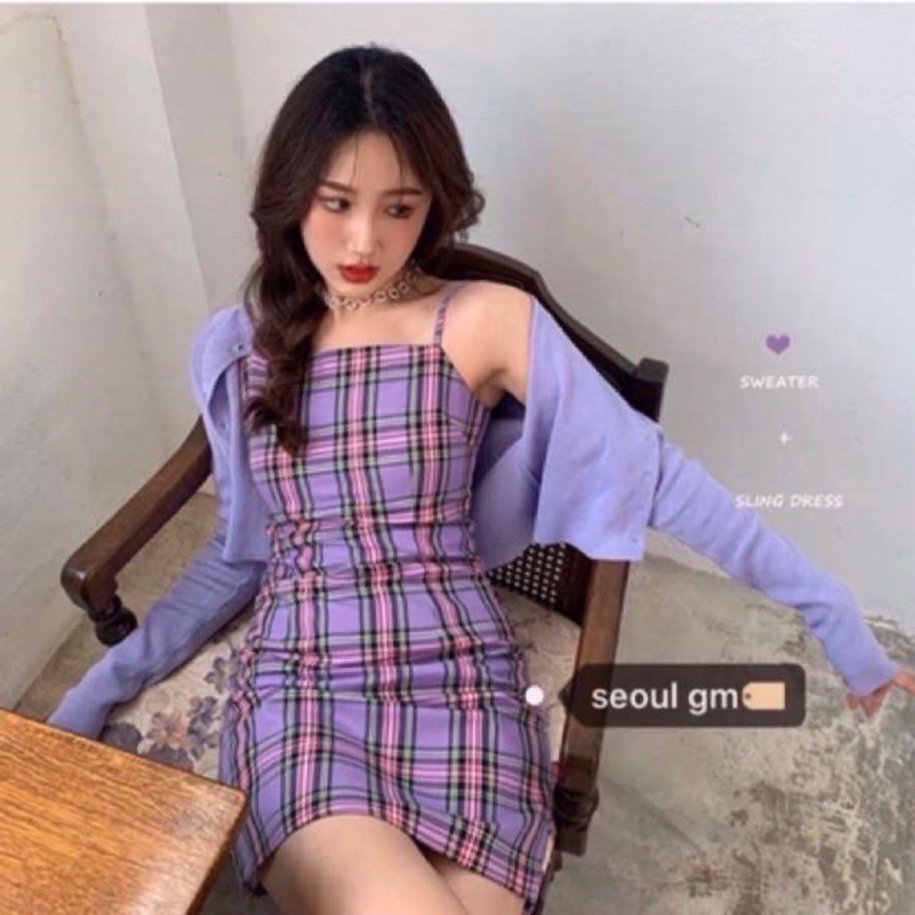 Váy 2 dây kẻ caro siêu xinh nhiều màu có sẵn | BigBuy360 - bigbuy360.vn