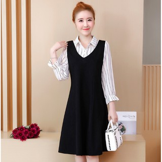 Đầm Bầu Công Sở Dáng Yếm Phối Sơ Mi