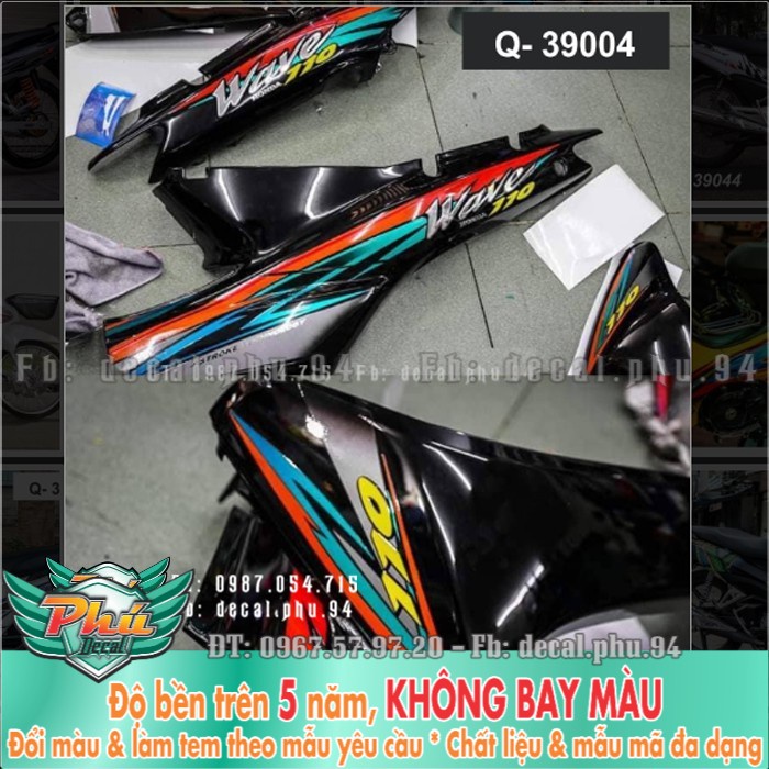 Tem rời Wave nhỏ 110 xe đen B -1