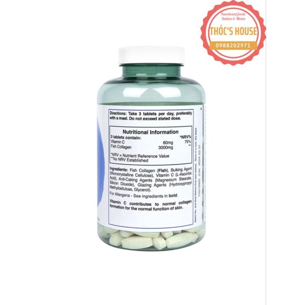 Viên uống collagen thủy phân thế hệ mới 3000mg làm trắng da 180 viên Marine- Hàng air chuẩn UK