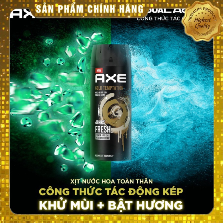 Xịt nước hoa toàn thân dành cho nam - Nhập khẩu chính hãng từ Nga - Thương hiệu AXE Gold Temptation - Mẫu mới nhất 135ml