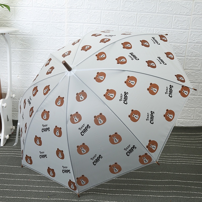 Dù Trong Suốt Tay Cầm Dài In Họa Tiết Động Vật Hoạt Hình Phong Cách Hàn Quốc Cho Nam Và Nữ