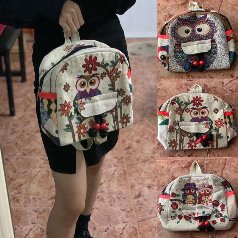 🥕Canhotshop - Balo thổ cẩm size nhỏ dễ phối đồ (form cứng cực xinh)