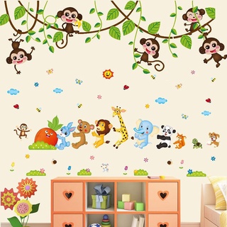 Decal dán tường Thú kéo ôm nhau( 1m8 *1m2)