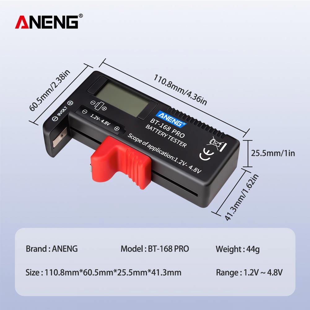 ANENG Công cụ chẩn đoán điện dung pin kỹ thuật số Máy kiểm tra pin Màn hình LCD BT-168 PRO 1.2-4.8V