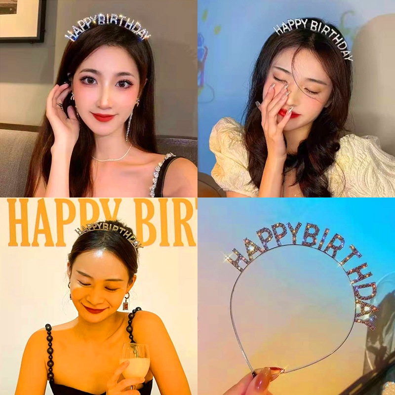 Băng Đô Sinh Nhật Đính Đá Lấp Lánh