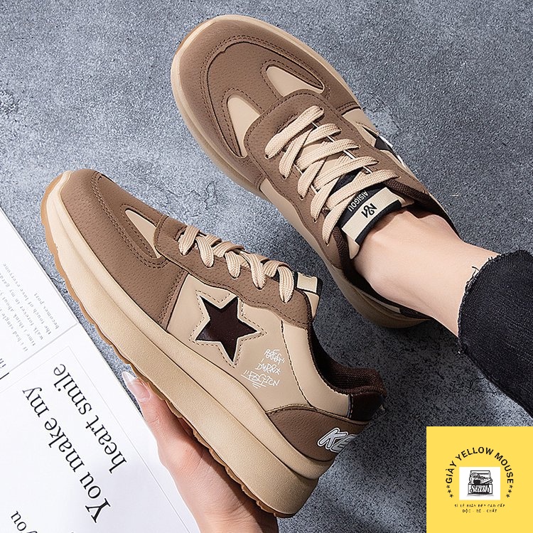 ( 2 màu) Giày thể thao sneaker nữ Ảnh Thật giày ULZZANG độn đế tôn dáng hoạ tiết  ngôi sao TMT