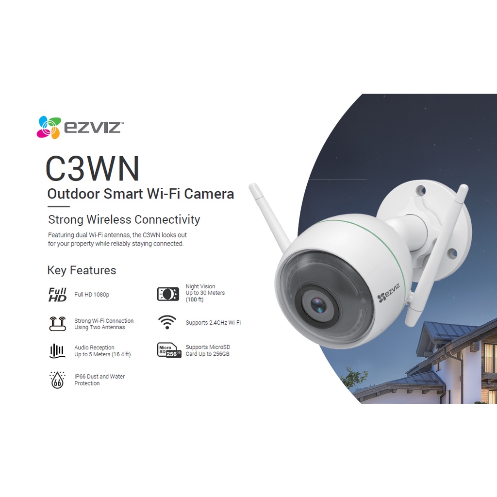 {HÀNG NGUYÊN SEAL} Camera Wifi EZVIZ C3WN Full HD 1080P Có míc thu âm chống nước , chống bụi (CS-CV310-A0-1C2WFR) | WebRaoVat - webraovat.net.vn