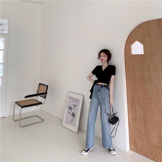 Áo thun crotop thắt eo