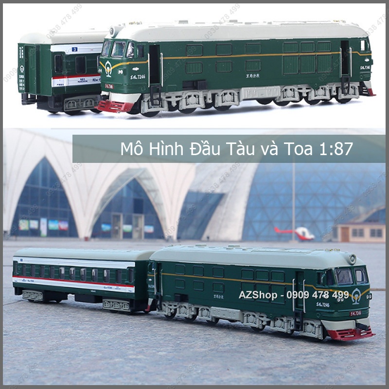 Mô Hình Kim Loại Xe Lửa : Đầu Tàu Kèm Toa Xe - Tỉ Lệ 1:87 - 7772